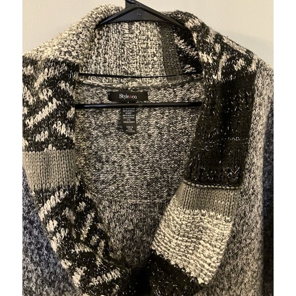 Style & Co Women's Gray/Black Combo Short Sleeve Tunic Sweater Size:  L - Picture 4 of 7